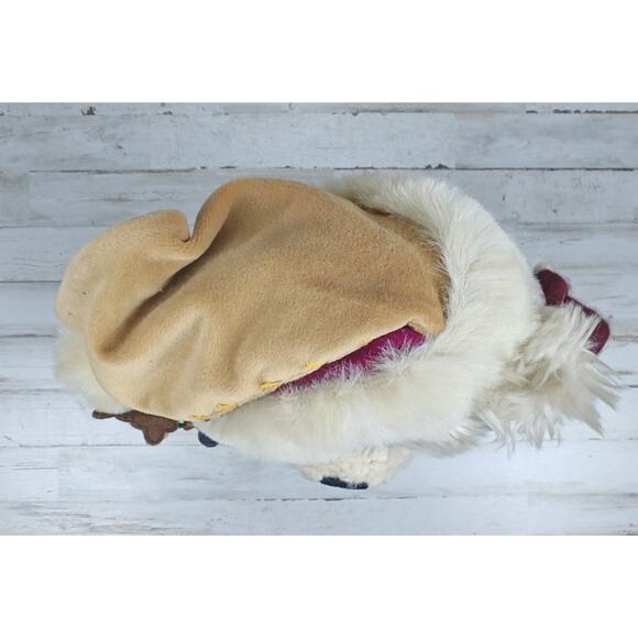 Vintage Kmart Trim A Home Plush Bear 15" Christmas Decoration Wood Base No Tag - Picture 6 of 13